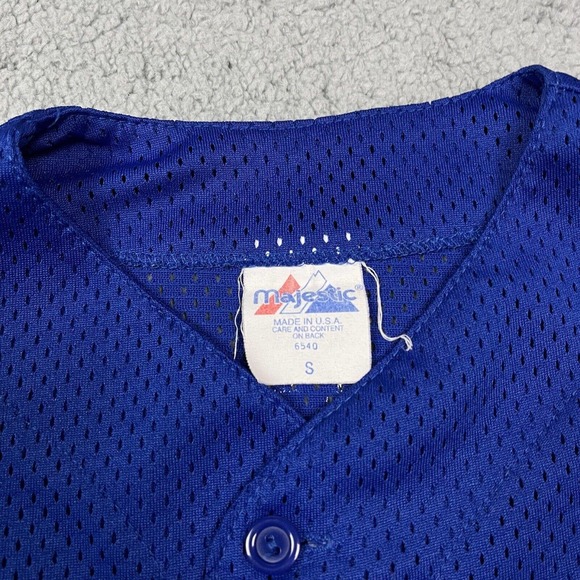 Storm‎ Bowling Uniform Baseball Button Up Jersey Blue Majestic #24 Size S - Picture 6 of 8